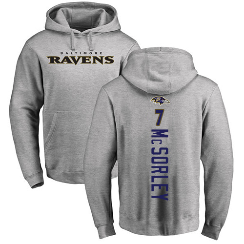 Men Baltimore Ravens Ash Trace McSorley Backer NFL Football #7 Pullover Hoodie Sweatshirt